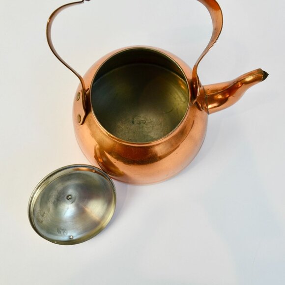 ODI Portugal Copper Teapot Wooden Handle Vintage - Picture 9 of 12
